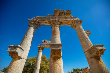 The Temple of Zeus of Diokaesareia ( Uzuncaburc ) Ancient City in Mersin, Turkey