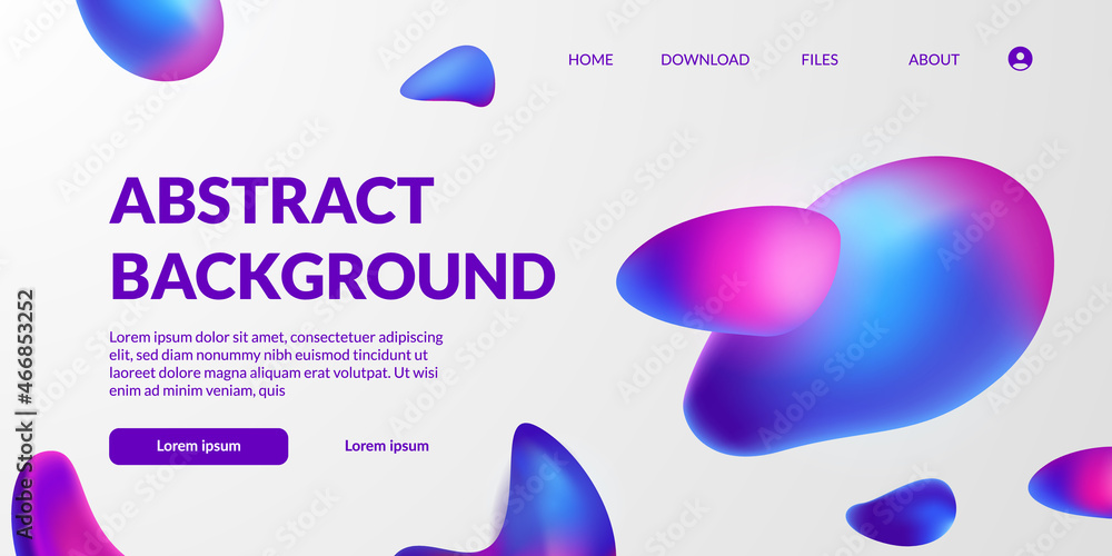 Poster purple abstract drop blob dynamic shape fluid bubble vivid bright vibrant element with white backgro