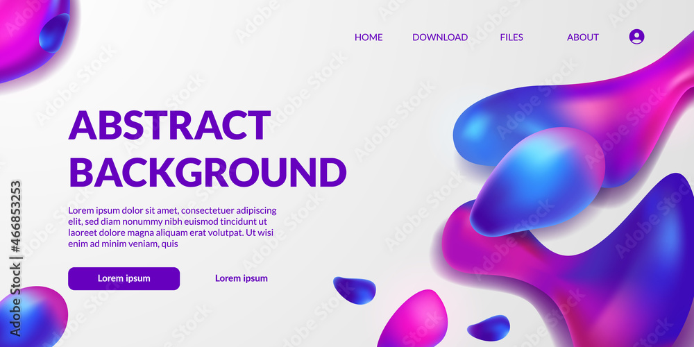 Poster purple abstract drop blob dynamic shape fluid bubble vivid bright vibrant element with white backgro