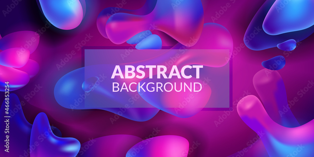 Poster purple blue neon abstract drop blob dynamic shape fluid bubble vivid bright vibrant element with dar