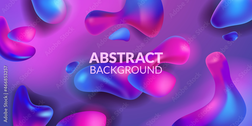 Poster purple blue neon abstract drop blob dynamic shape fluid bubble vivid bright vibrant element with dar