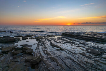 Aerial Sunrise Seascape at Rocky Inlet