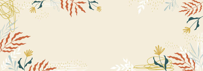 Modern Background With Floral Elements In Warm Vintage Autumn Colors