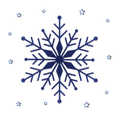 Snowflake with stars on white background. Christmas vector illustration