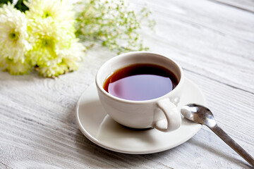 Cup of Coffee with Flowers