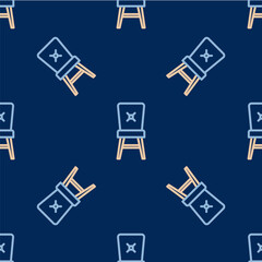 Line Chair icon isolated seamless pattern on blue background. Vector