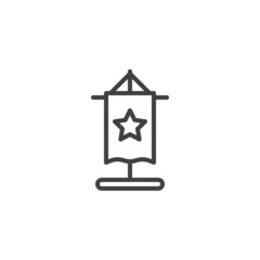 Achievement flag with star line icon