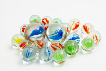 Fototapeta premium A collection of beads of various colors used in bead play, a traditional Korean game