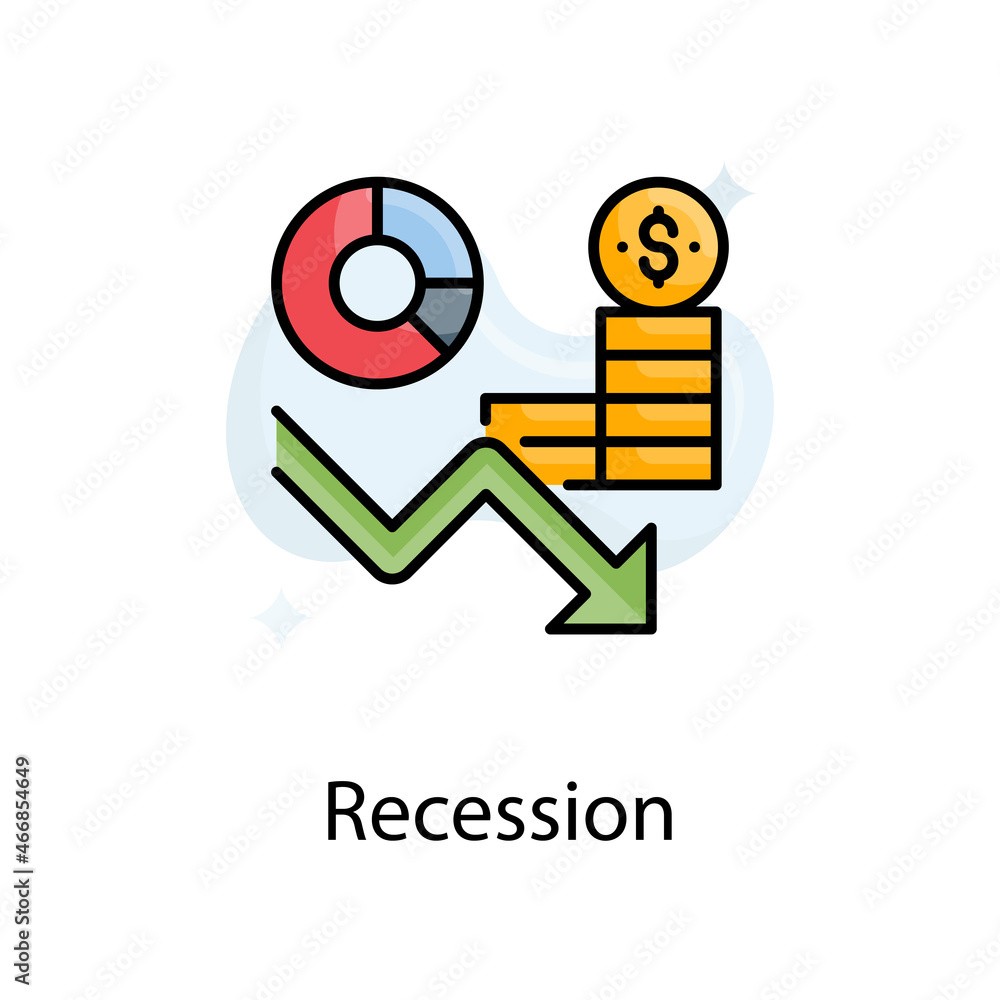 Poster recession vector fill outline icon design illustration. web analytics symbol on white background eps