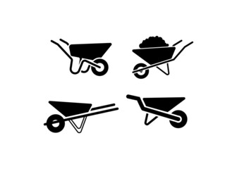 Wheelbarrow icon set design template vector isolated illustration - obrazy, fototapety, plakaty