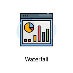 Waterfall chart vector fill outline Icon Design illustration. Web Analytics Symbol on White background EPS 10 File