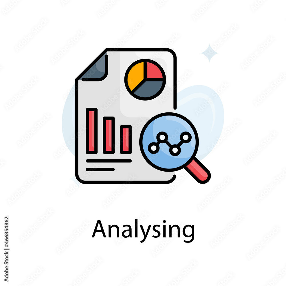 Poster analysing vector fill outline icon design illustration. web analytics symbol on white background eps