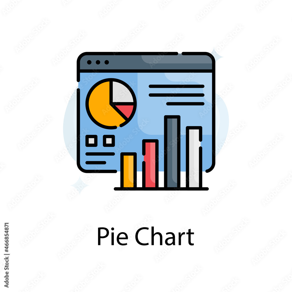 Poster pie chart vector fill outline icon design illustration. web analytics symbol on white background eps