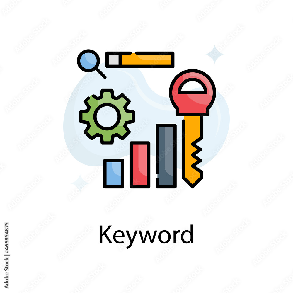 Poster keyword vector fill outline icon design illustration. web analytics symbol on white background eps 1