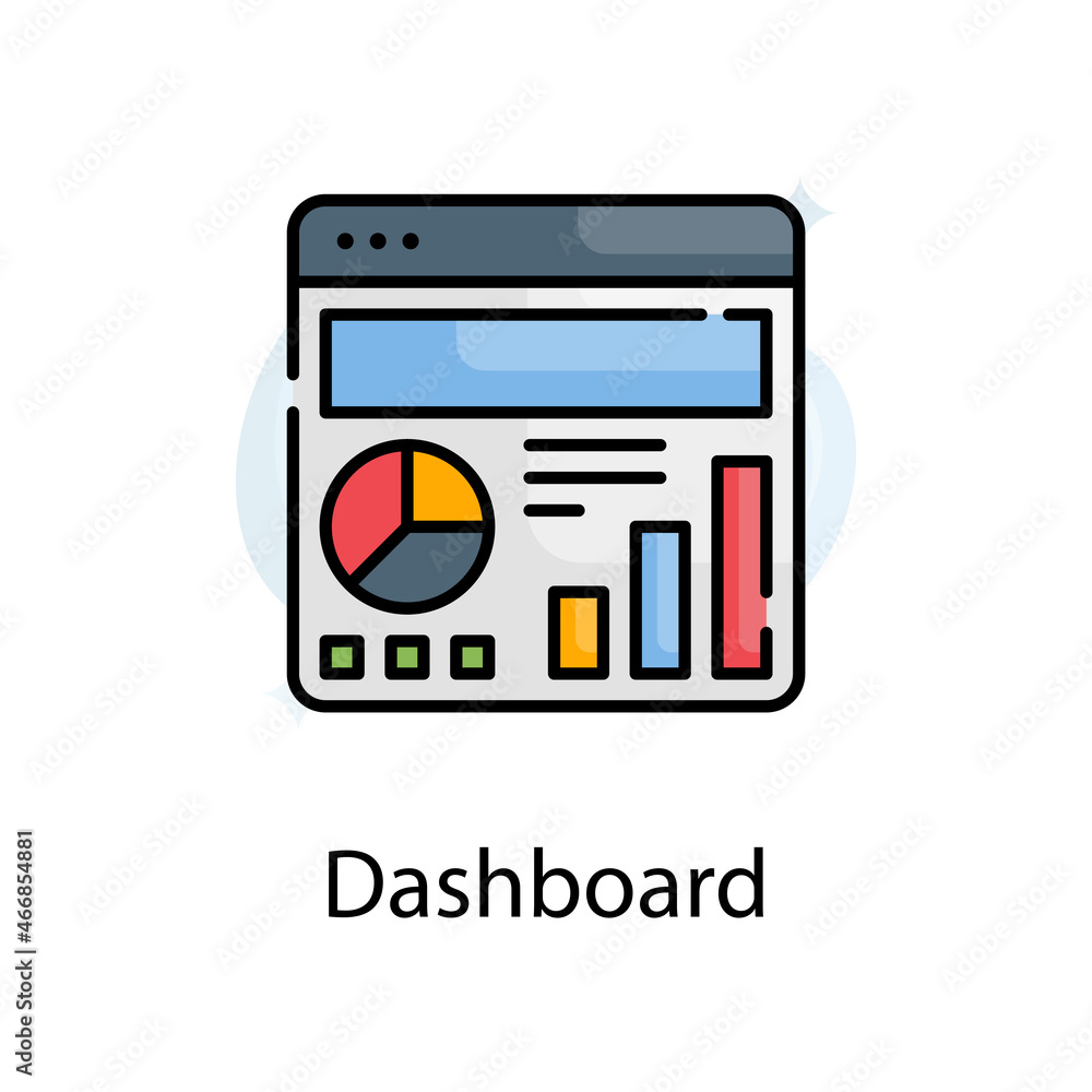 Poster dashboard vector fill outline icon design illustration. web analytics symbol on white background eps
