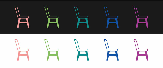 Set Chair icon isolated on black and white background. Vector