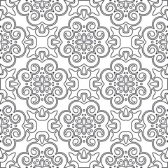 Vector pattern with symmetrical elements . Repeating geometric tiles from striped elements.large black pattern .