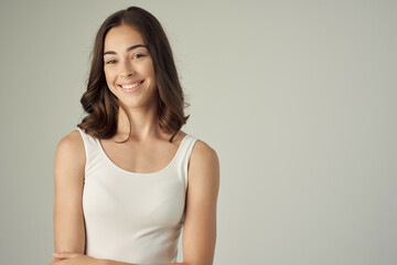 Obraz premium beautiful woman smile emotions clear skin Studio Lifestyle