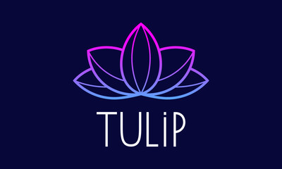 Fototapeta premium Awesome Tulip Line Minimal Flower Logo Design Vector Icon Illustrations.