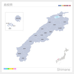 島根県の地図・Shimane・市町村名