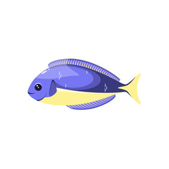 Cute fish in cartoon style on a white background.
