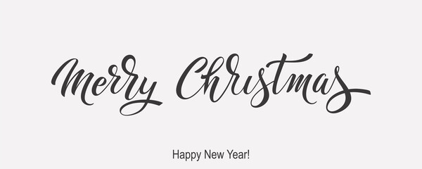 Merry Christmas and Happy New Year hand lettering calligraphy. Vector holiday illustration element. Typographic element for congratulations.