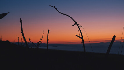 Naklejka premium sunset in the mountains