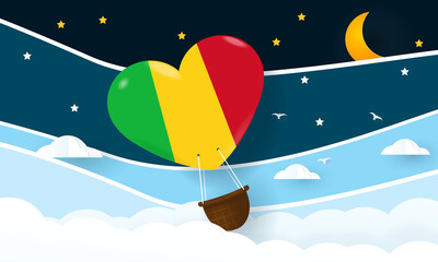Heart air balloon with Flag of Mali for independence day or something similar
