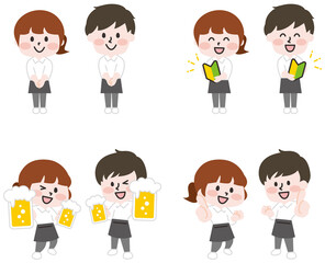 二頭身_飲食業スタッフのセット