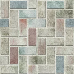  Gips naadloze textuur met snijwerk vierkante tegels patroon, grunge baksteen textuur, paneel, 3D illustratie © Jojo textures