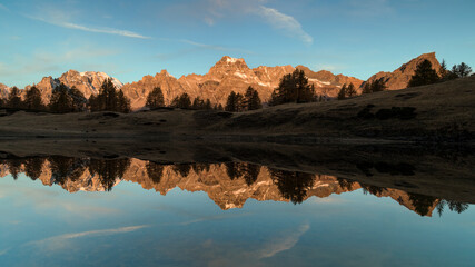 Reflection in the Alpine lake, fine art landscape 