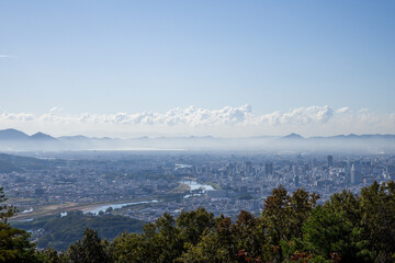 日本の岡山県の笠井山の美しい風景