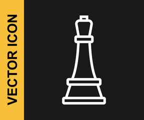 White line Chess icon isolated on black background. Business strategy. Game, management, finance. Vector