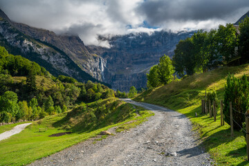 Fototapeta na wymiar A road leading to the Gavarnie Circus in French Pyrenees