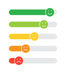 Obraz premium Customer satisfaction rating. Feedback emotion scale on white background. Slide bar rating. Vector illustration