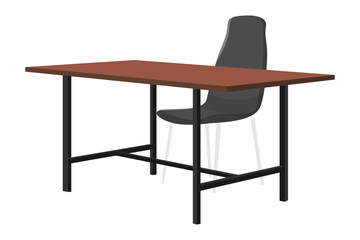 Modern empty desk for home office freelancer with chair table with 3d view