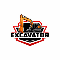 excavator - heavy equipment construction - earth mover logo vector isolated © winana