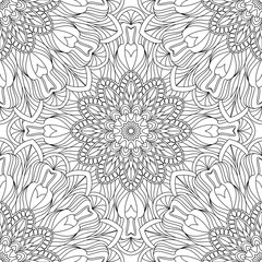 Vector coloring. Geometric floral pattern. Contour drawing on a white background.