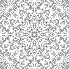 Vector coloring. Geometric floral pattern. Contour drawing on a white background.