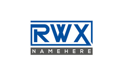 RWX Letters Logo With Rectangle Logo Vector