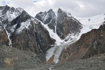 landscape with snow, glacier, mountain