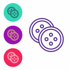 Set line Sewing button for clothes icon isolated on white background. Clothing button. Set icons colorful. Vector