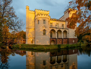 Castle in Kornik near Poznan in Poland in autumn robe