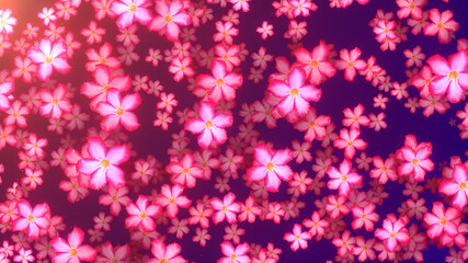 Sweet Red Decorative Floral Ambient Light Adenium Obesum Flowers Fly Scattered In The Air Background Design