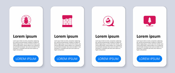 Set Christmas tree, ball, chimney and snow globe. Business infographic template. Vector