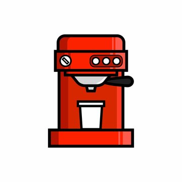 Red Coffee Maker Tool Vector Illustration On White Background