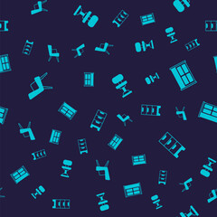 Set Armchair, Wardrobe, Office and Chest of drawers on seamless pattern. Vector