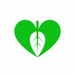 Fresh Green Heart Shape Leaf Vector Illustration For Logo Or Anything