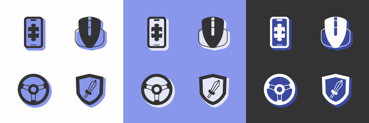 Set Sword for game, Mobile gaming, Racing simulator and Computer mouse icon. Vector