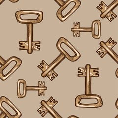 Seamless pattern of keys. hand drawn vector illustration for print or web design